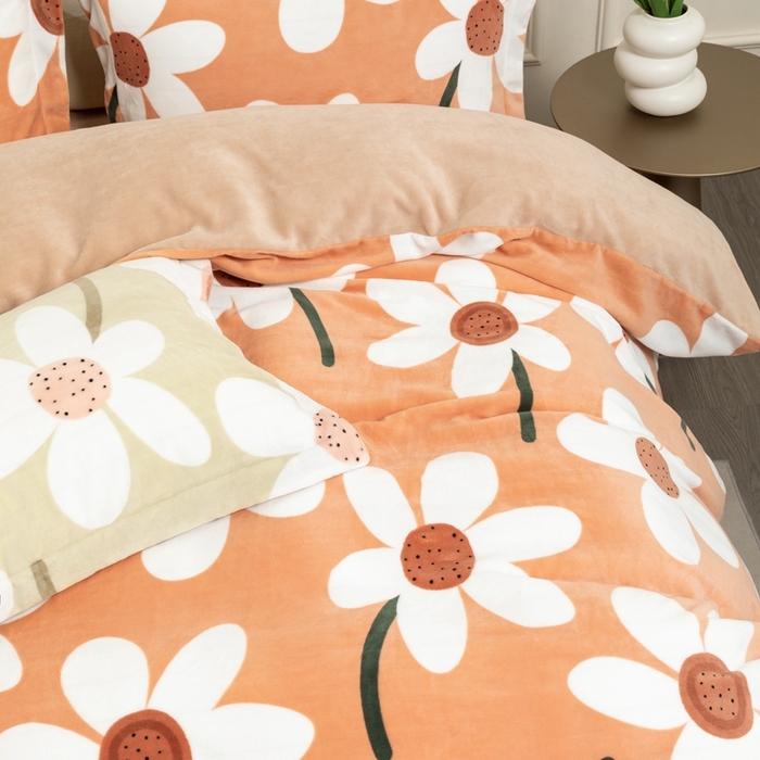 91家纺网 家纺一手货源 找家纺 宜家坊 2024新款加厚保暖印花牛奶绒四件套 简韵-奶茶