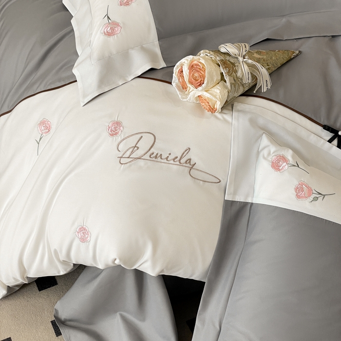 91家纺网 家纺一手货源 找家纺 遇见家居生活馆 2024新款亲肤棉刺绣四件套-蝶恋花 蝶恋花-中灰