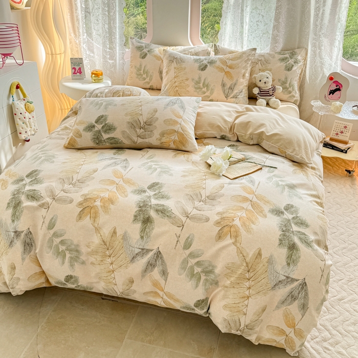 91家纺网 家纺一手货源 找家纺 千朵 2024新款全棉磨毛印花四件套 春派