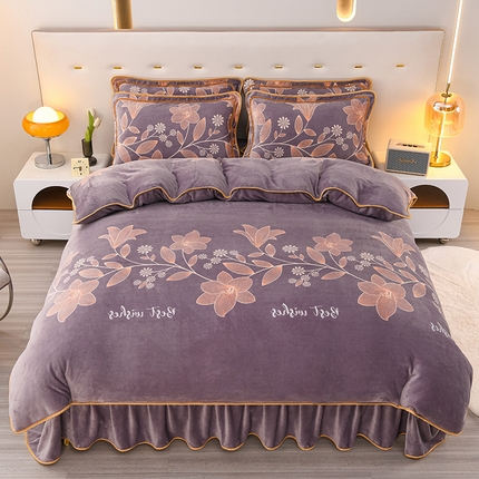 91家纺网 家纺一手货源 找家纺 芯诗曼2025新款8.5斤直播热款高克重牛奶绒法莱绒水晶金貂法莱绒四件套花枝