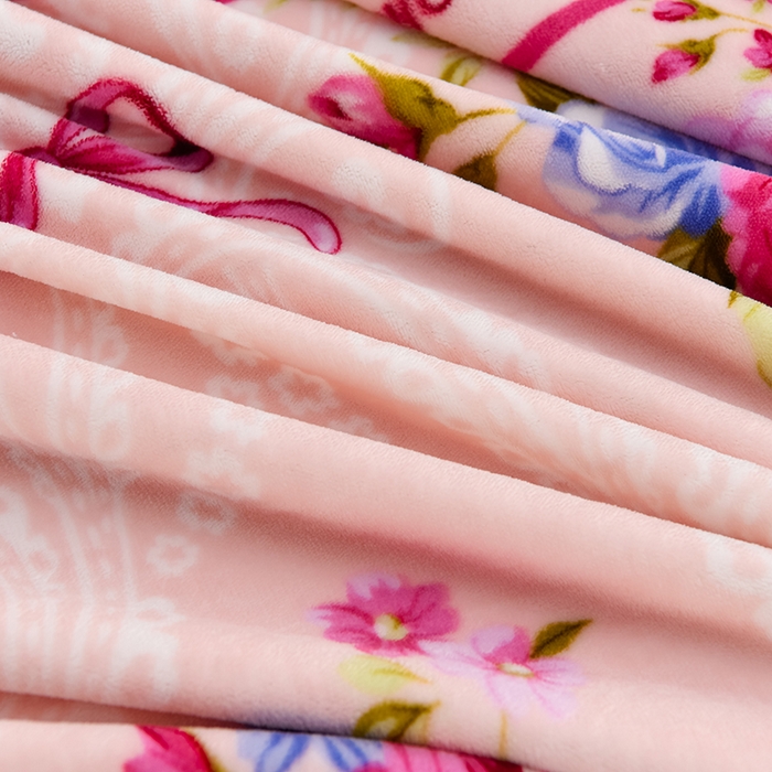 91家纺网 家纺一手货源 找家纺 芯诗曼2025新款8.5斤直播热款高克重牛奶绒法莱绒水晶金貂法莱绒四件套富贵牡丹