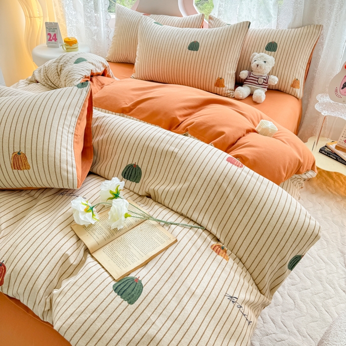 91家纺网 家纺一手货源 找家纺 千朵 2024新款全棉磨毛印花四件套 南风