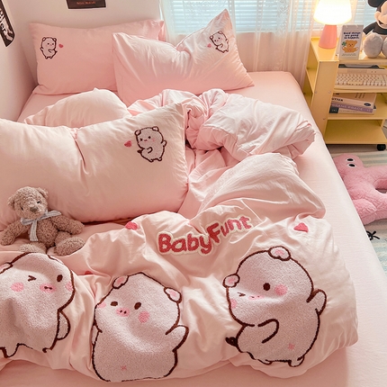 91家纺网 家纺一手货源 找家纺 （总）优佳优品 2024新款水洗棉毛巾绣四件套（可提供买家秀）