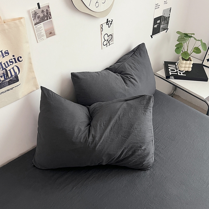 91家纺网 家纺一手货源 找家纺 优佳优品 2024新款ins风超柔褶皱亲肤磨毛水洗棉四件套 布鲁灰