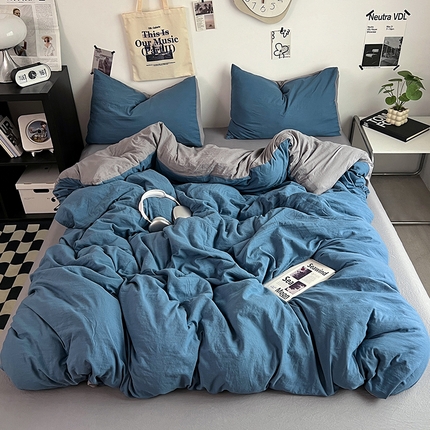 91家纺网 家纺一手货源 找家纺 （总）优佳优品 2024新款ins风超柔褶皱亲肤磨毛水洗棉四件套