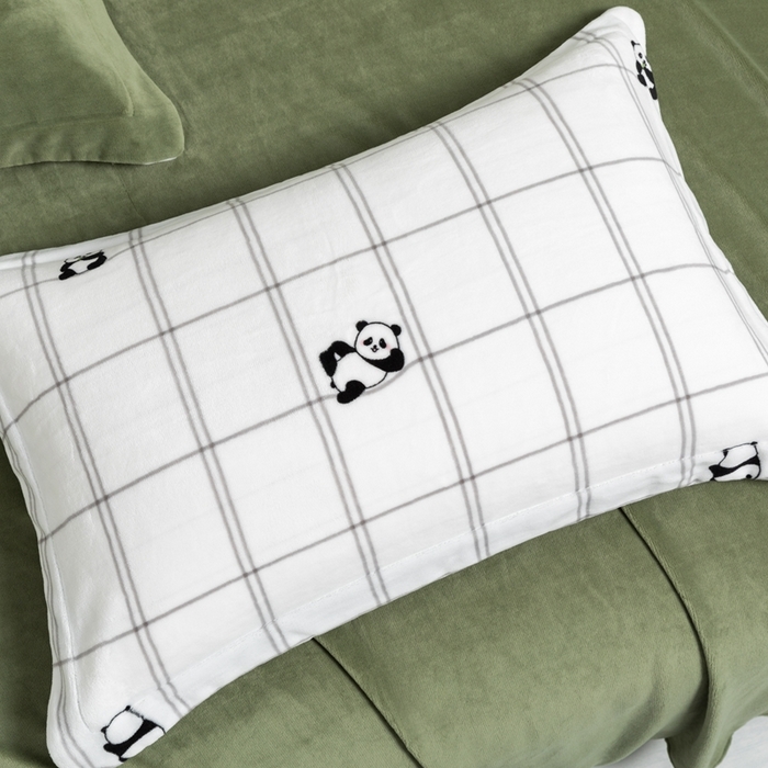 91家纺网 家纺一手货源 找家纺 宜家坊 2024新款加厚保暖印花牛奶绒四件套 胖达绒绒-青豆绿