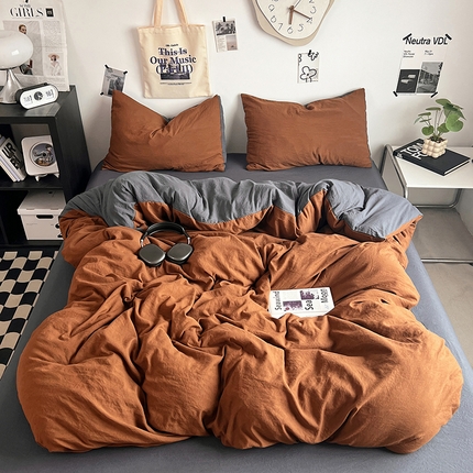 91家纺网 家纺一手货源 找家纺 （总）优佳优品 2024新款ins风超柔褶皱亲肤磨毛水洗棉四件套