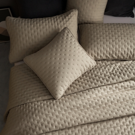 恩和 2024新款米粒纹床盖套件 卡其棕