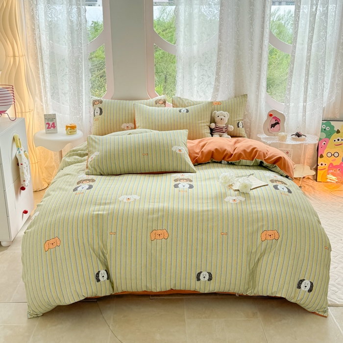 91家纺网 家纺一手货源 找家纺 （总）千朵 2024新款全棉磨毛印花四件套