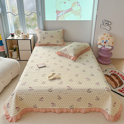 91家纺网 家纺一手货源 找家纺 （总）源舜 2025新款云感皱皱纱法式床盖三件套