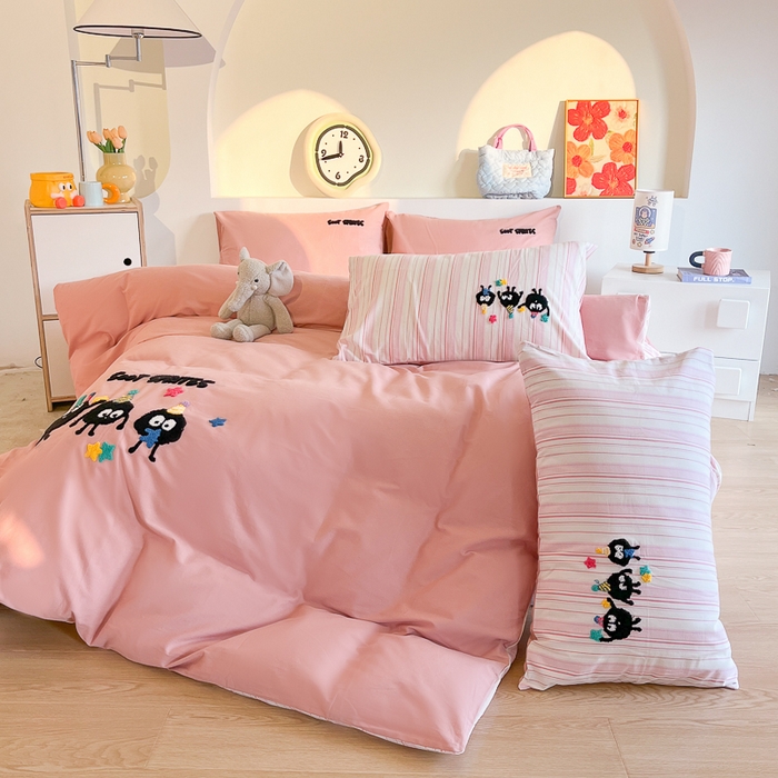 91家纺网 家纺一手货源 找家纺 （总）千朵 2024新款全棉磨毛绣花毛巾绣四件套