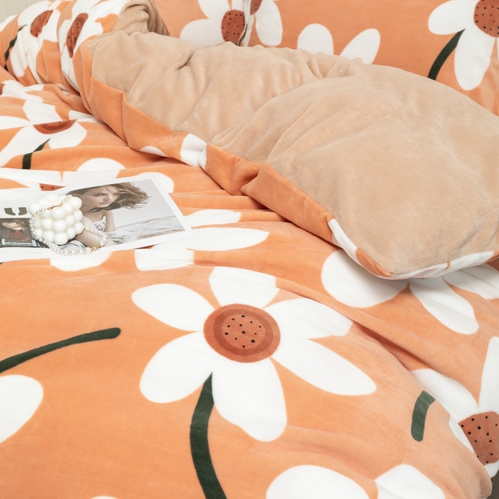 91家纺网 家纺一手货源 找家纺 宜家坊 2024新款加厚保暖印花牛奶绒四件套 简韵-奶茶