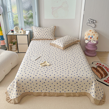 91家纺网 家纺一手货源 找家纺 （总）源舜 2025新款云感皱皱纱法式床盖三件套