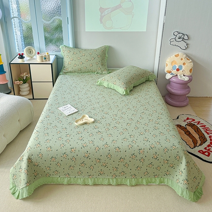 91家纺网 家纺一手货源 找家纺 （总）源舜 2025新款云感皱皱纱法式床盖三件套