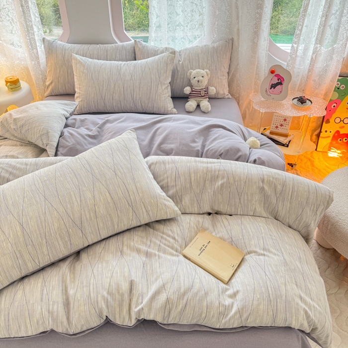 91家纺网 家纺一手货源 找家纺 千朵 2024新款全棉磨毛印花四件套 寻意