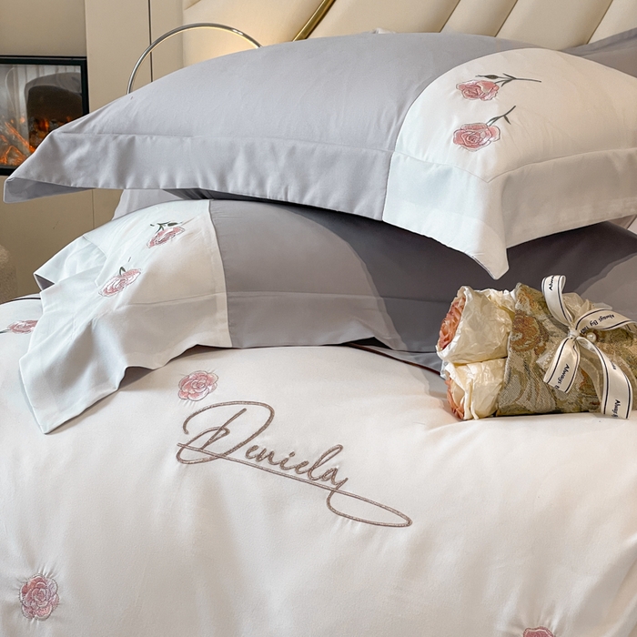 91家纺网 家纺一手货源 找家纺 遇见家居生活馆 2024新款亲肤棉刺绣四件套-蝶恋花 蝶恋花-浅灰