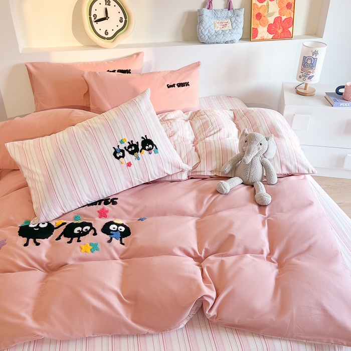 91家纺网 家纺一手货源 找家纺 （总）千朵 2024新款全棉磨毛绣花毛巾绣四件套