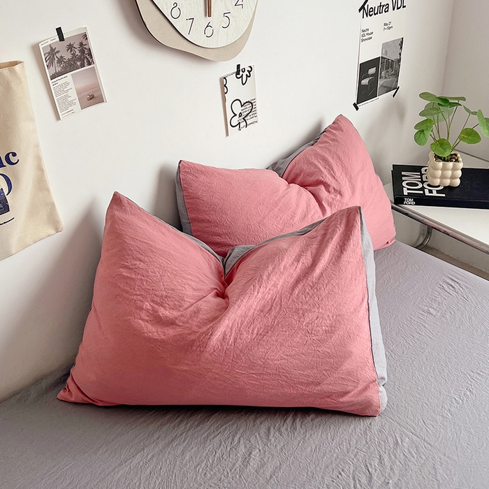 91家纺网 家纺一手货源 找家纺 优佳优品 2024新款ins风超柔褶皱亲肤磨毛水洗棉四件套 豆沙浅灰