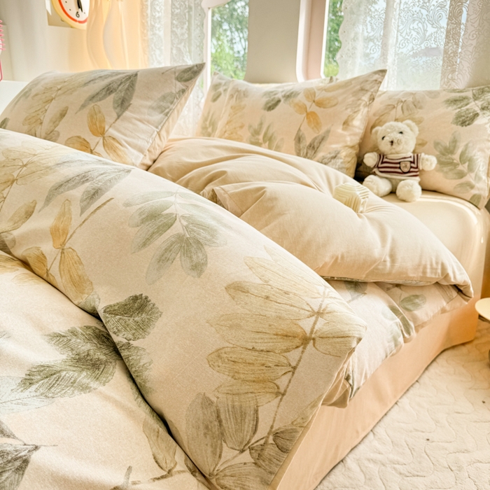 91家纺网 家纺一手货源 找家纺 千朵 2024新款全棉磨毛印花四件套 春派