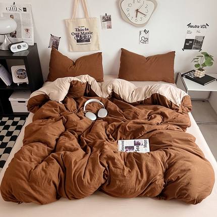 91家纺网 家纺一手货源 找家纺 （总）优佳优品 2024新款ins风超柔褶皱亲肤磨毛水洗棉四件套