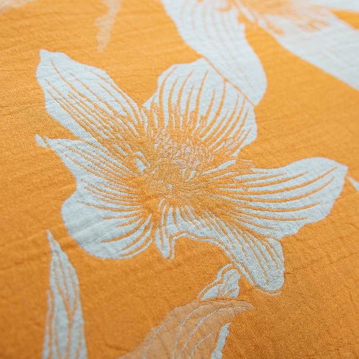 91家纺网 家纺一手货源 找家纺 鲁爱 2025新款全棉色织双层纱纽扣款四件套 花漫-黄