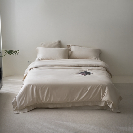 91家纺网 家纺一手货源 找家纺 （总）阿那亚 2024四季款新品东帝兴绫罗缎（超细旦天丝+新疆长绒棉）轻磨毛纯色简约四件套（控价:498/518）