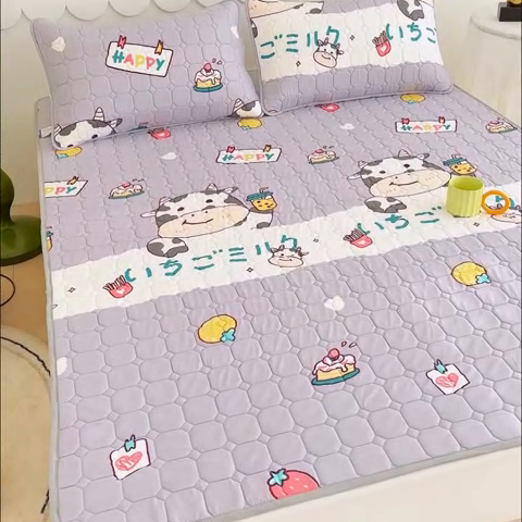 91家纺网 家纺一手货源 找家纺 2024新款亲肤水洗薄款软床垫防滑床护垫床褥学生垫子 加厚款 奶牛派对