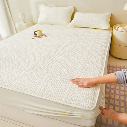 91家纺网 家纺一手货源 找家纺 2024新款A类原棉大豆夹棉床笠 云朵白