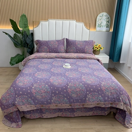 91家纺网 家纺一手货源 找家纺 （总）鲁爱 2025新款全棉色织双层纱纽扣款四件套