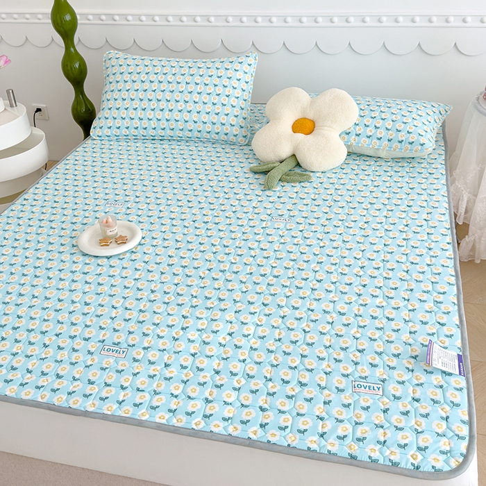 91家纺网 家纺一手货源 找家纺 2024新款亲肤水洗薄款软床垫防滑床护垫床褥学生垫子 加厚款 陌上花开-绿