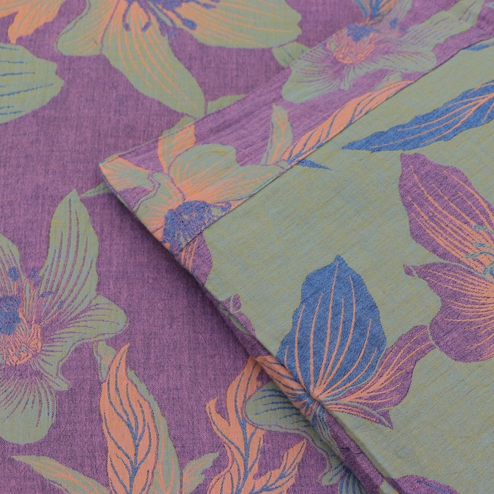 91家纺网 家纺一手货源 找家纺 鲁爱 2025新款全棉色织双层纱纽扣款四件套 花漫-紫