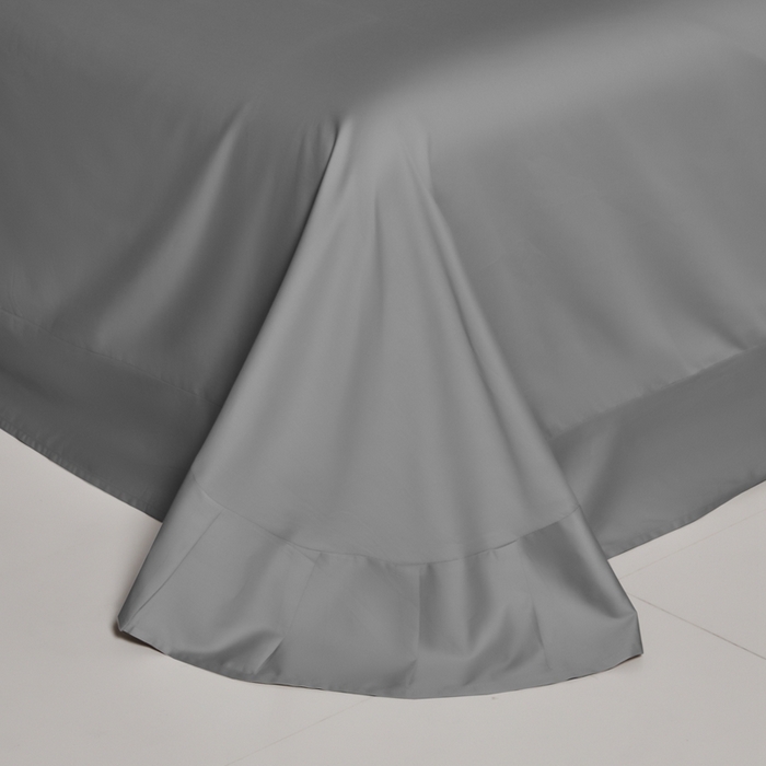 91家纺网 家纺一手货源 找家纺 秀色家纺 2025新款60支贡缎简约轻奢纯色长绒棉床上四件套全棉纯棉床笠款床品 量大价更优 米朵-雅士灰