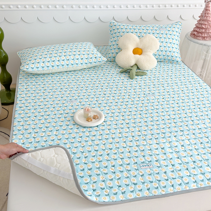 91家纺网 家纺一手货源 找家纺 2024新款亲肤水洗薄款软床垫防滑床护垫床褥学生垫子 加厚款 陌上花开-绿