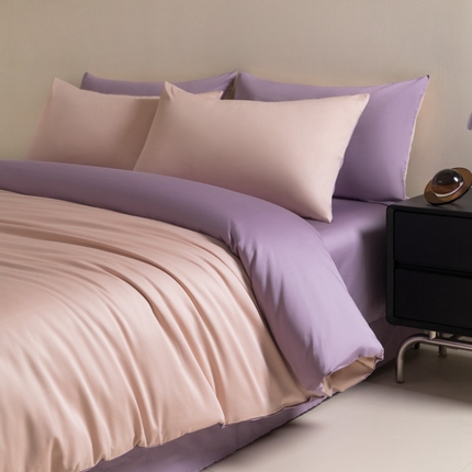 91家纺网 家纺一手货源 找家纺 秀色家纺 2025新款60支贡缎简约轻奢纯色长绒棉床上四件套全棉纯棉床笠款床品 量大价更优 米朵-静谧蓝+烟墨灰