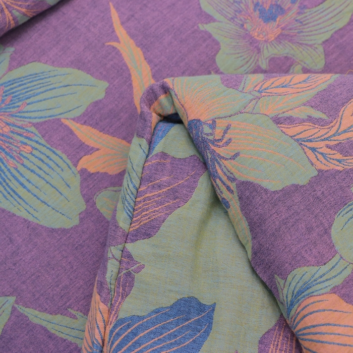 91家纺网 家纺一手货源 找家纺 鲁爱 2025新款全棉色织双层纱纽扣款四件套 花漫-紫