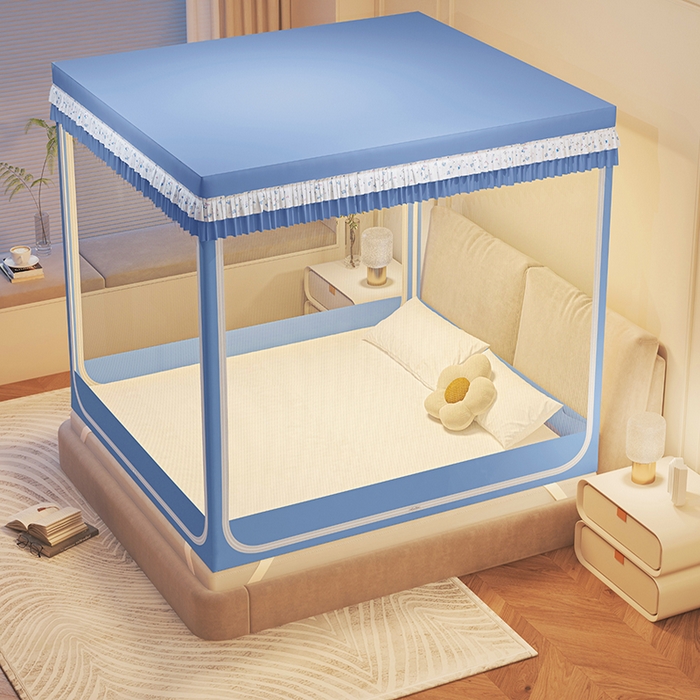 91家纺网 家纺一手货源 找家纺 迪凡保罗蚊帐 2025新款2501专版印花遮光帘防摔坐床蚊帐 美人狗