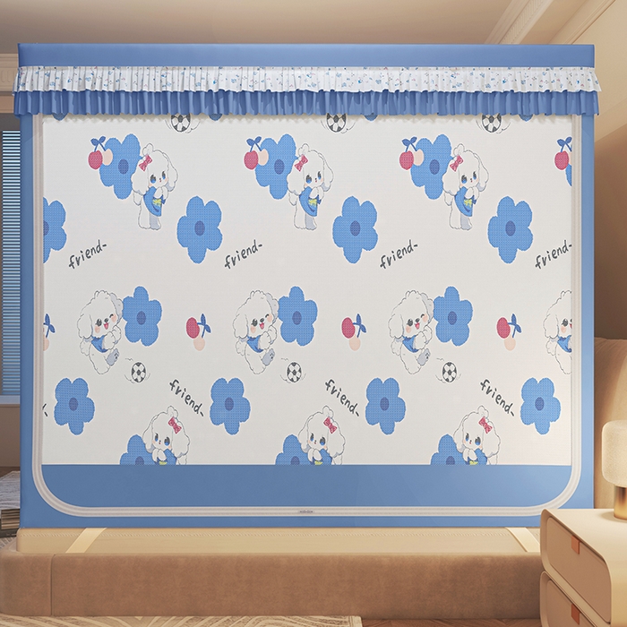 91家纺网 家纺一手货源 找家纺 迪凡保罗蚊帐 2025新款2501专版印花遮光帘防摔坐床蚊帐 美人狗