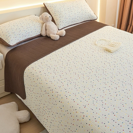 柠馨 2024新款全棉床盖三件套 点点