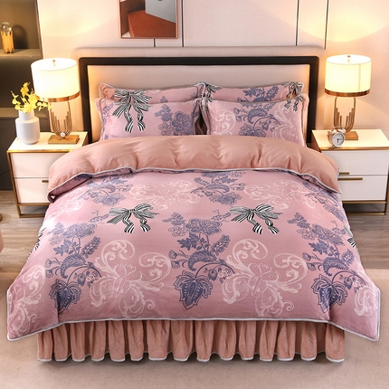 91家纺网 家纺一手货源 找家纺 （总）莱凯家纺 2025新款牛奶绒四件套保暖加厚金貂绒套件