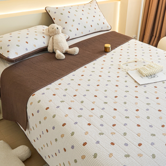 91家纺网 家纺一手货源 找家纺 柠馨 2024新款全棉床盖三件套 五彩南瓜