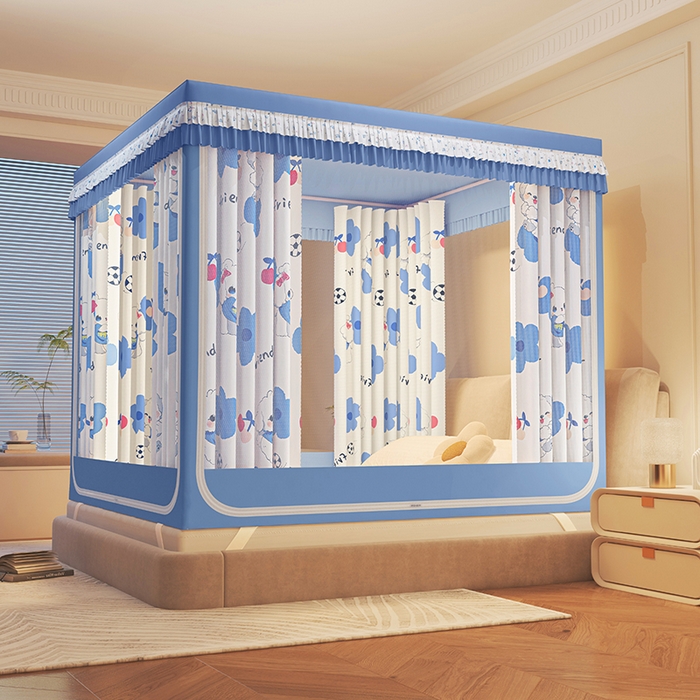 91家纺网 家纺一手货源 找家纺 迪凡保罗蚊帐 2025新款2501专版印花遮光帘防摔坐床蚊帐 美人狗