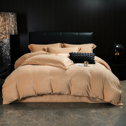 丽卡家纺（原丽卡家纺） 2024新款A类高克重全消光牛奶绒四件套 棕色