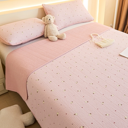 柠馨 2024新款全棉床盖三件套 粉色甜筒