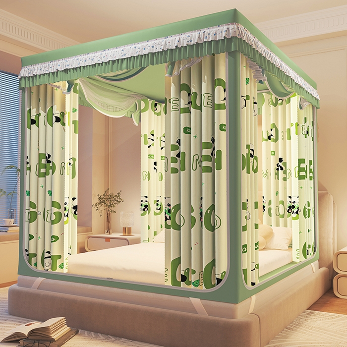 91家纺网 家纺一手货源 找家纺 迪凡保罗蚊帐 2025新款2501专版印花遮光帘防摔坐床蚊帐 趣味熊猫