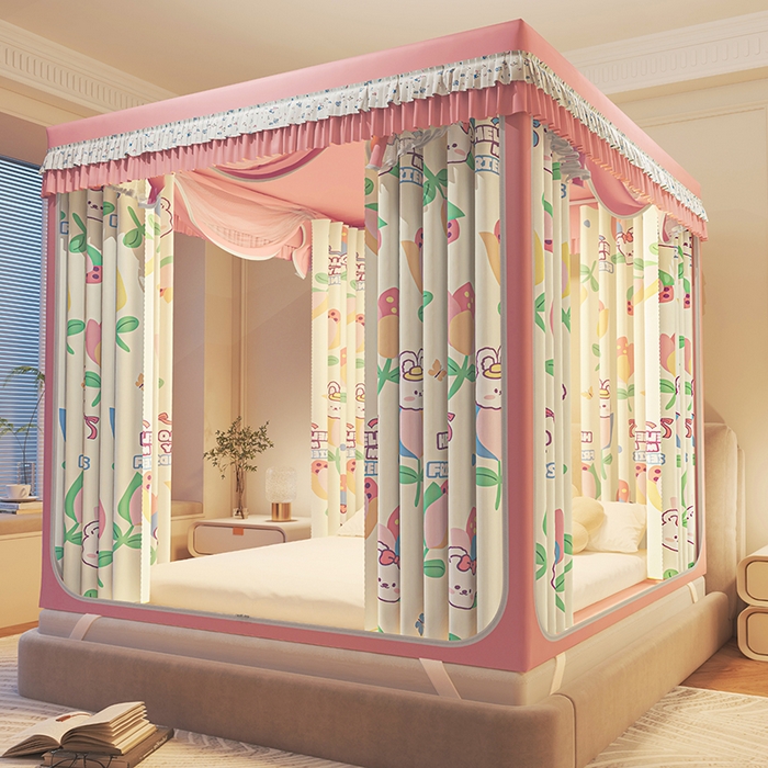 91家纺网 家纺一手货源 找家纺 迪凡保罗蚊帐 2025新款2501专版印花遮光帘防摔坐床蚊帐 朵朵香