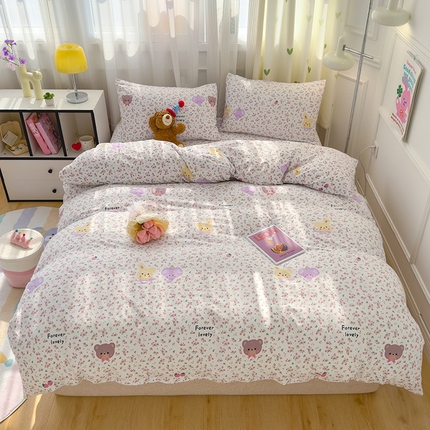 宏源家纺 2024新款A类高克重超柔水洗云朵棉单被套 眠眠岛兔