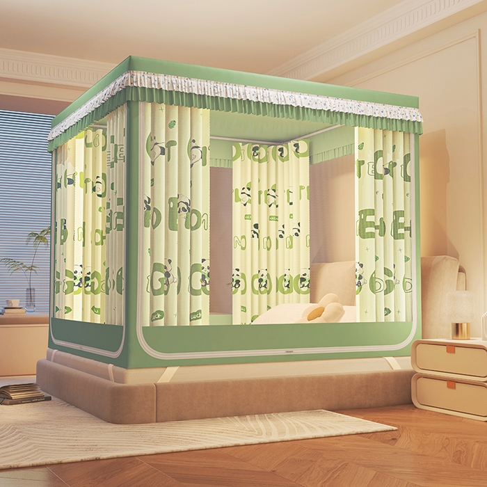 91家纺网 家纺一手货源 找家纺 迪凡保罗蚊帐 2025新款2501专版印花遮光帘防摔坐床蚊帐 趣味熊猫