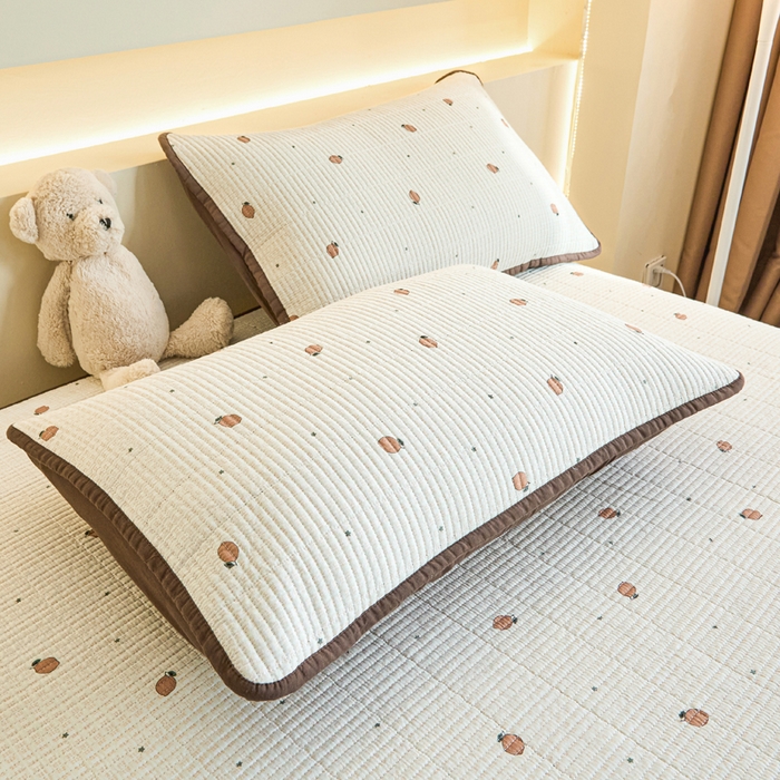 91家纺网 家纺一手货源 找家纺 柠馨 2024新款全棉床盖三件套 小柠檬