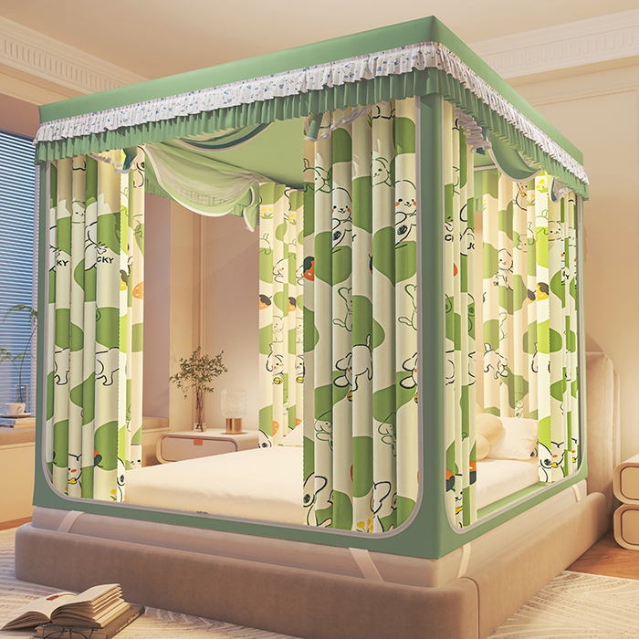 91家纺网 家纺一手货源 找家纺 迪凡保罗蚊帐 2025新款2501专版印花遮光帘防摔坐床蚊帐 欢乐小狗