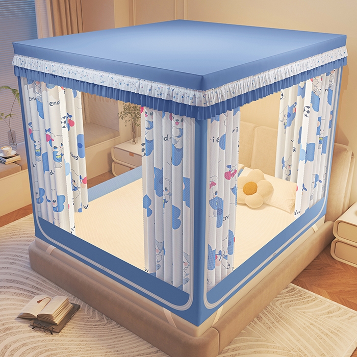 91家纺网 家纺一手货源 找家纺 迪凡保罗蚊帐 2025新款2501专版印花遮光帘防摔坐床蚊帐 美人狗